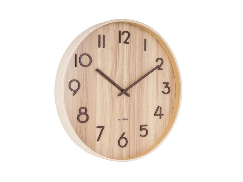 Karlsson Wanduhr Pure – Ø 40 cm, hellbraun, Holz