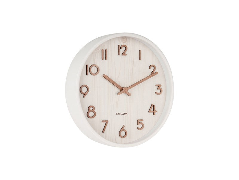 Karlsson Wanduhr Pure – Ø 22 cm, weiss, Holz