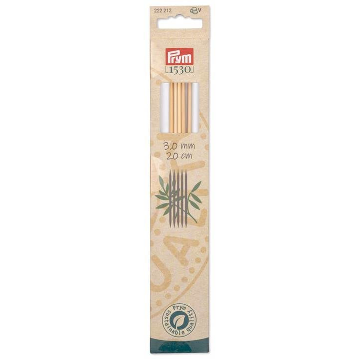Prym 1530 Strumpfstricknadel Natur – 3 mm, 20 cm, Bambus, 5 Stk.