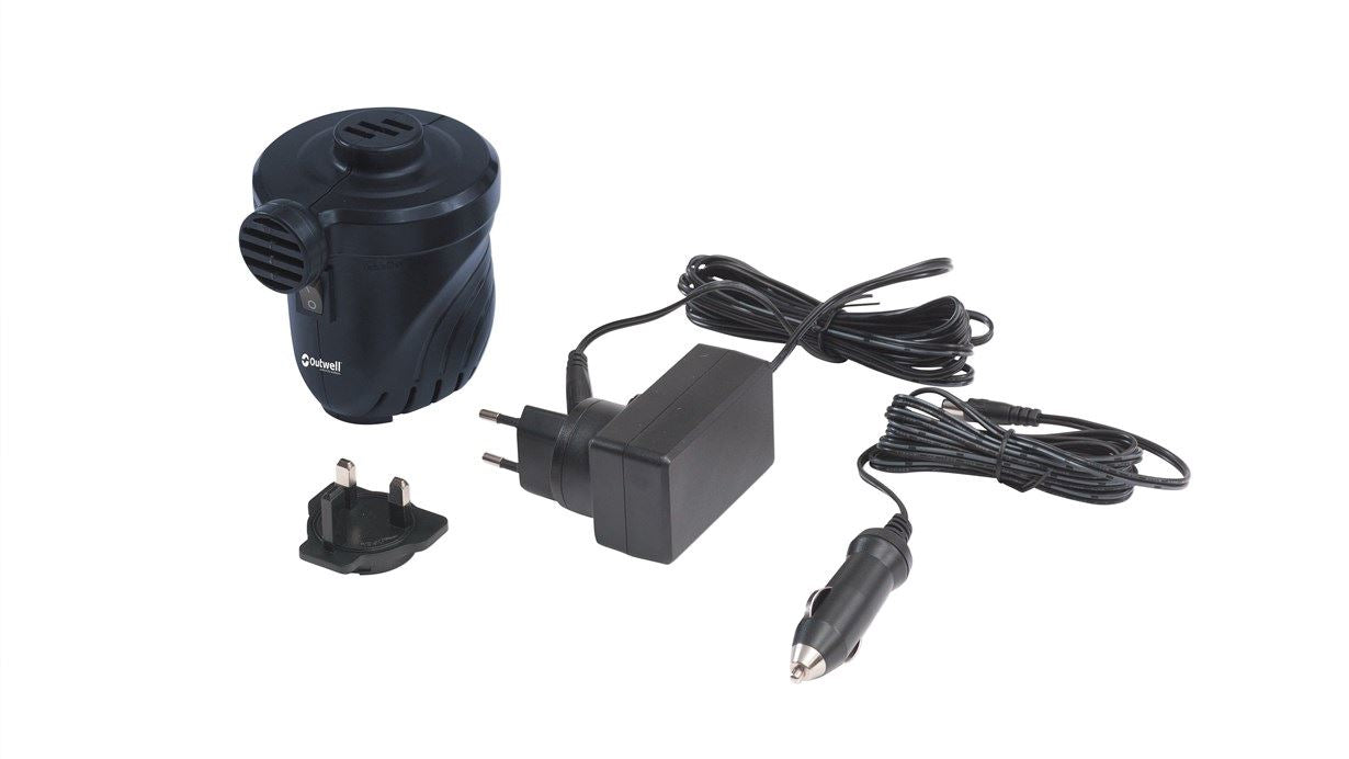 Outwell Sky2 Pumpe – 12 V/230 V, 3 A, Akku 800 mAh, Schwarz