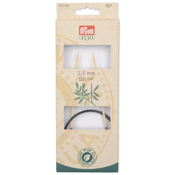 Prym 1530 Rundstricknadel 2,5 mm – 80 cm, Bambus, 1 Stk.