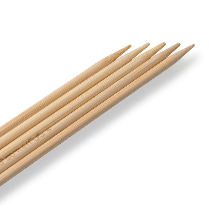Prym 1530 Doppelspitz-Strumpfstricknadeln Natur – Ø 3,5 mm, 15 cm, Bambus, 5 Stk.