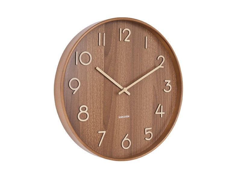 Karlsson Wanduhr Pure – Ø 40 cm, dunkelbraun, Holz