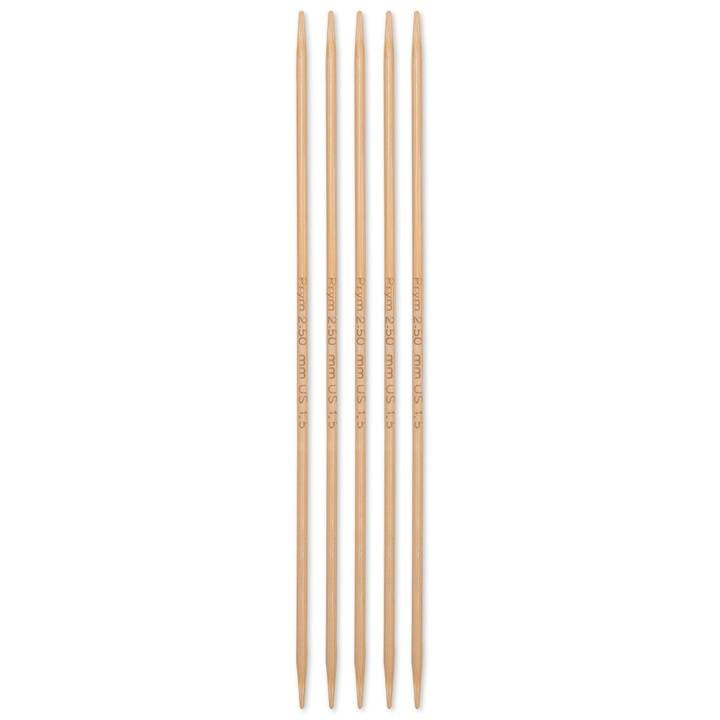 Prym 1530 Strumpfstricknadel 2,5 mm – 15 cm, Bambus, 5 Stk.