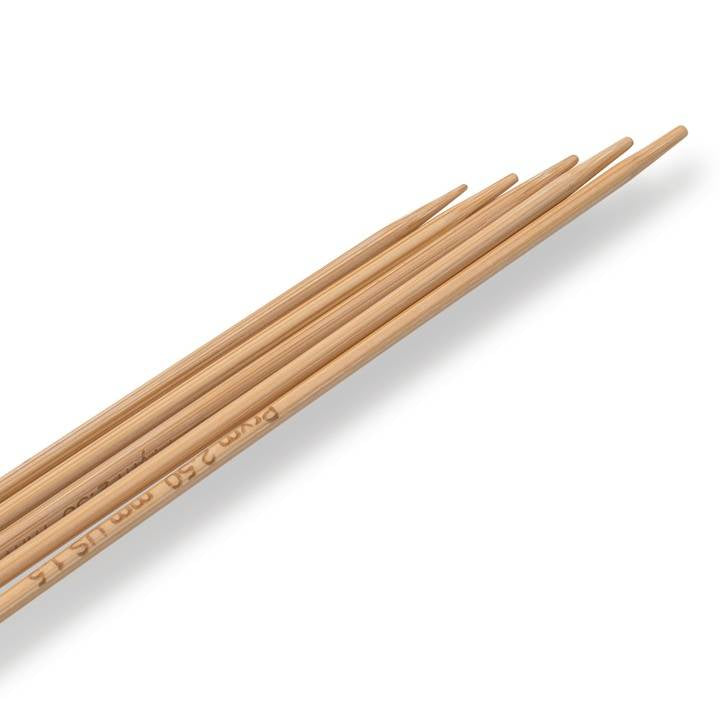 Prym 1530 Strumpfstricknadel 2,5 mm – 15 cm, Bambus, 5 Stk.