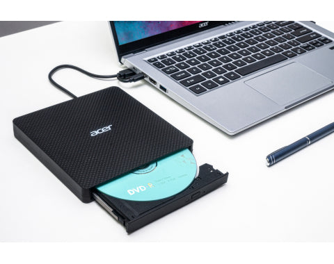 Acer AXD001 – Externes DVD±RW-Laufwerk, USB-A & USB-C, Slot-In, Schwarz