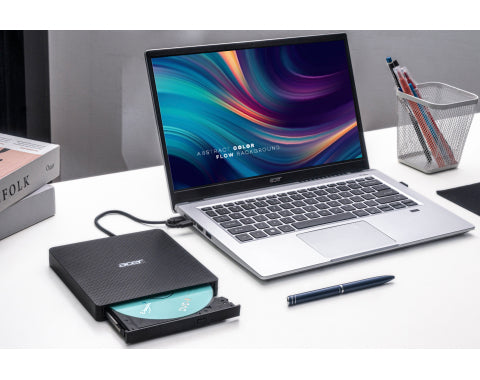 Acer AXD001 – Externes DVD±RW-Laufwerk, USB-A & USB-C, Slot-In, Schwarz