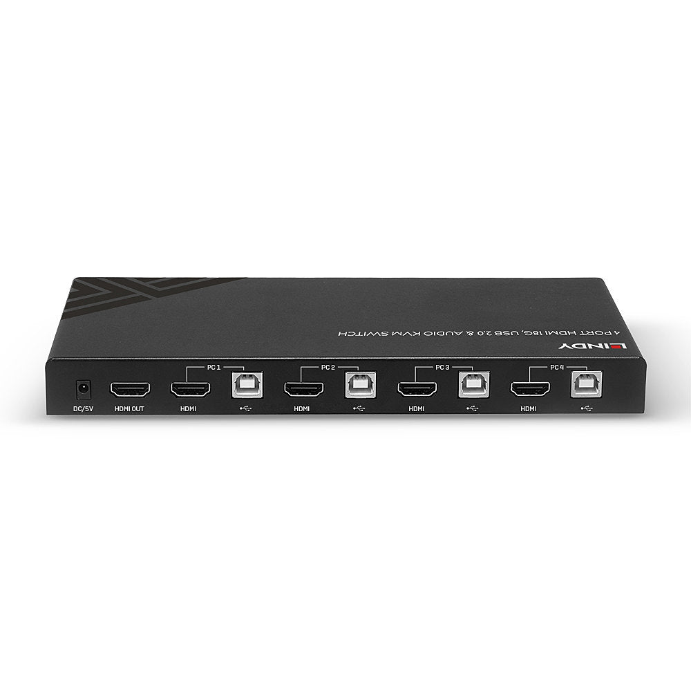 Lindy 32810 – KVM-Switch, HDMI/USB 2.0, 4K (4096 × 2160), 18 Gbit/s, Audio, HDCP