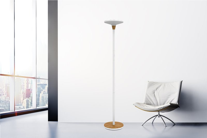 Unilux Stehleuchte BALY BAMBOO – 5300 lm, 3000 K, dimmbar, 180 cm – Weiss