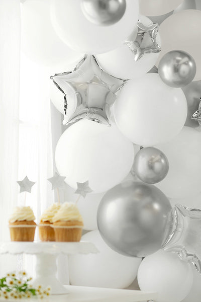 PartyDeco Luftballons – Silber – Ø 12 cm – Latex – 50 Stk