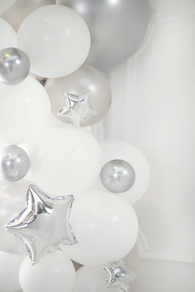 PartyDeco Luftballons – Silber – Ø 12 cm – Latex – 50 Stk