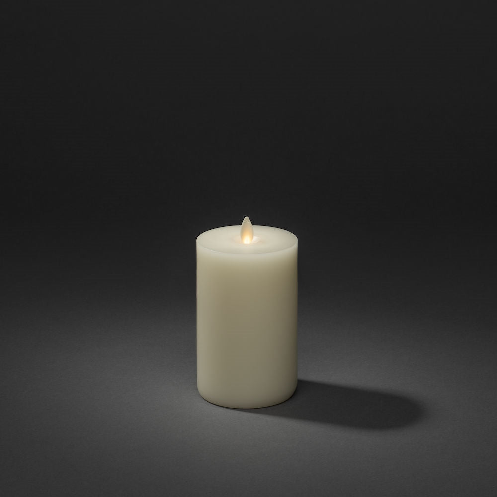 Konstsmide LED Echtwachskerze – 16 Stk., Ø 8 × 15 cm, 0,06 W, warmweiss, dimmbar, beige, Timer