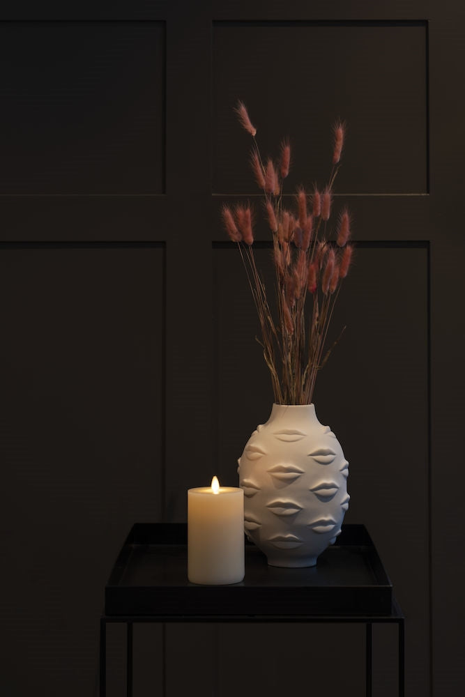 Konstsmide LED Echtwachskerze – 16 Stk., Ø 8 × 15 cm, 0,06 W, warmweiss, dimmbar, beige, Timer