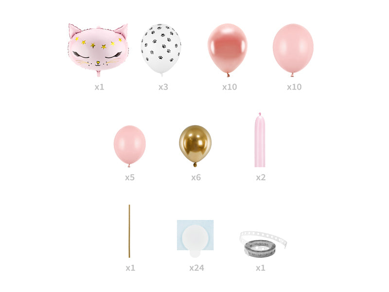 PartyDeco Modellierballons Katze – rosa – 83 × 140 cm – Latex – 1 Stk