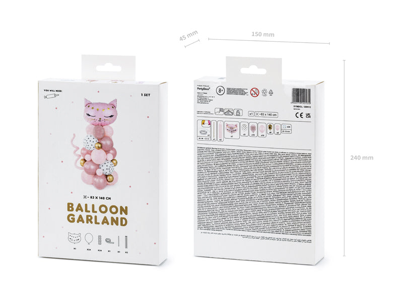 PartyDeco Modellierballons Katze – rosa – 83 × 140 cm – Latex – 1 Stk