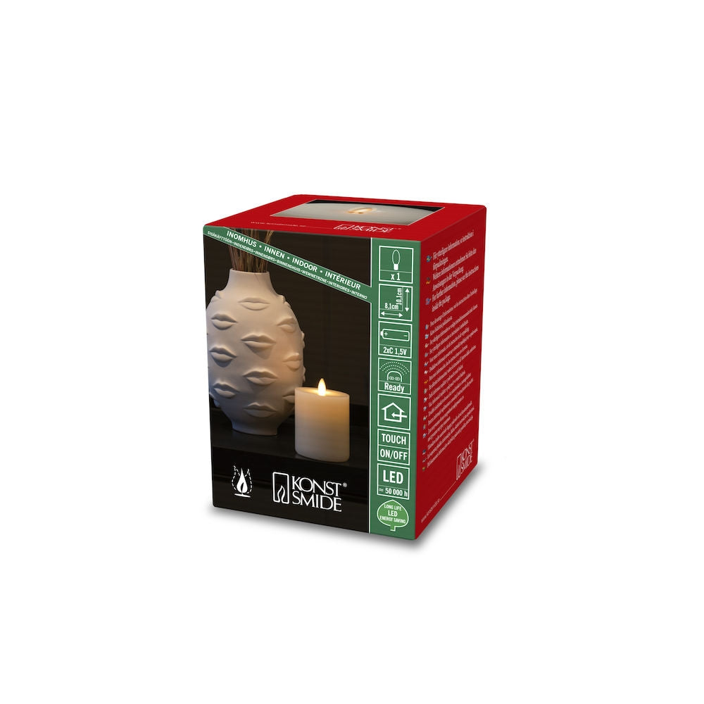 Konstsmide LED Echtwachskerze – Ø 8 × 10 cm – Wachs, beige – 16-teilig