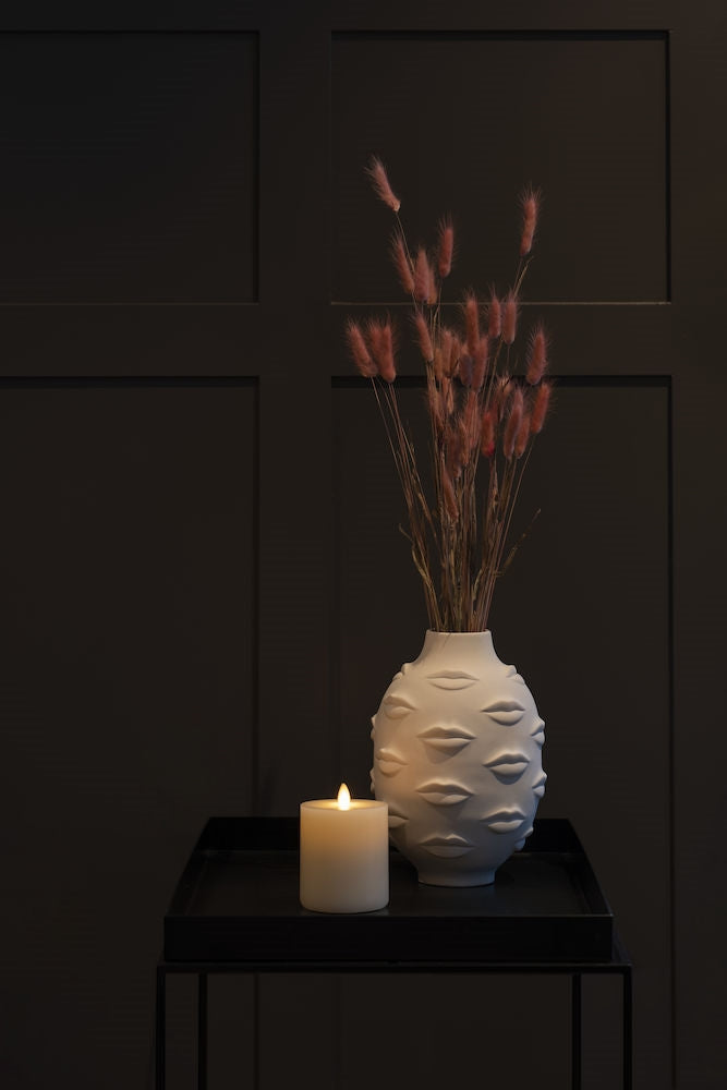 Konstsmide LED Echtwachskerze – Ø 8 × 10 cm – Wachs, beige – 16-teilig
