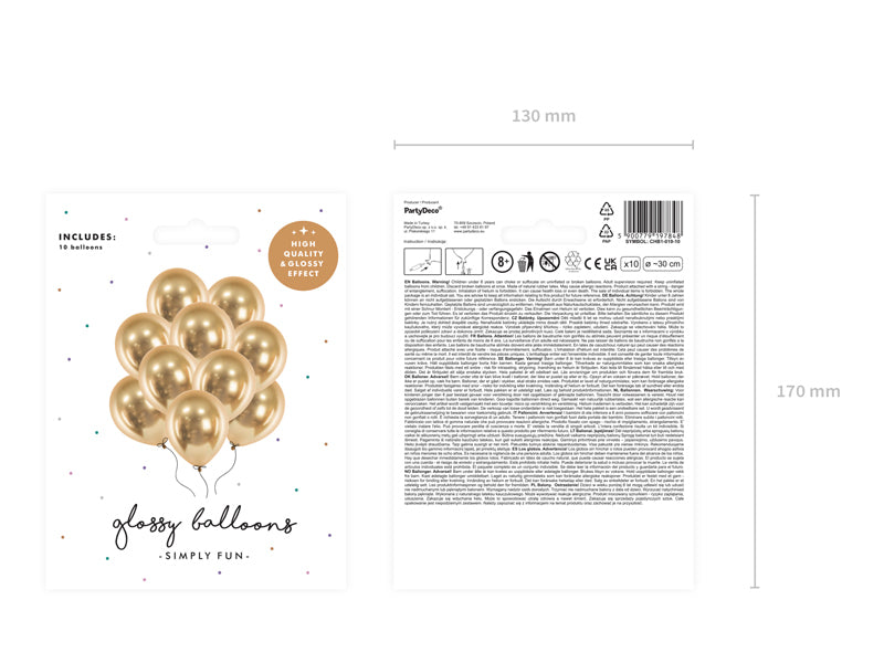 PartyDeco Luftballons – Gold – Ø 30 cm – Latex – 10 Stk