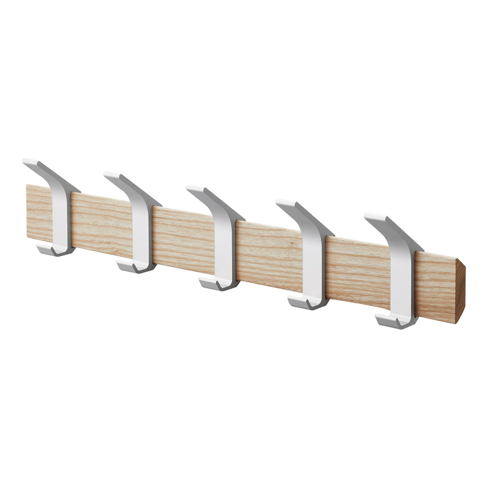Yamazaki Wandgarderobe – 5 Haken, Holz/Aluminium, Silber, 65 × 50 × 10 cm