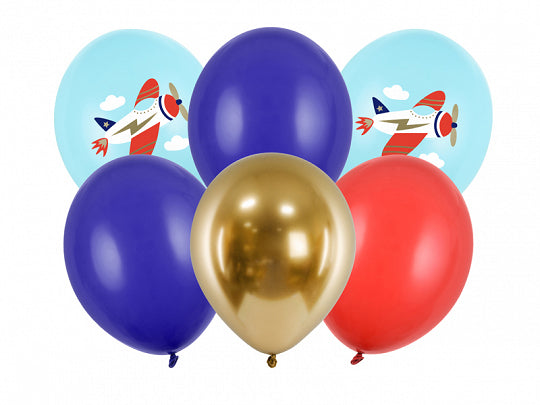 PartyDeco Luftballons Flugzeug – mehrfarbig – Ø 30 cm – Latex – 6 Stk
