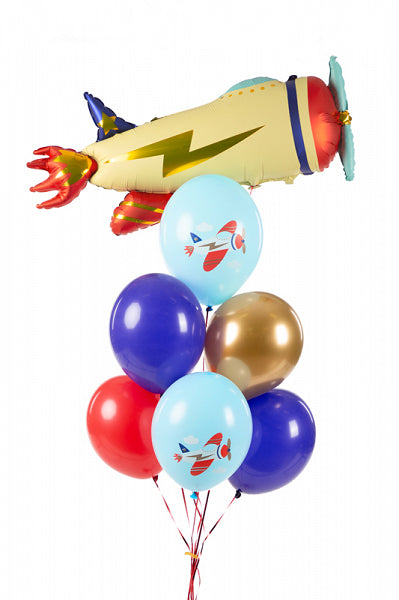 PartyDeco Luftballons Flugzeug – mehrfarbig – Ø 30 cm – Latex – 6 Stk
