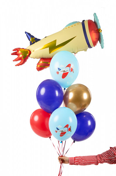 PartyDeco Luftballons Flugzeug – mehrfarbig – Ø 30 cm – Latex – 6 Stk