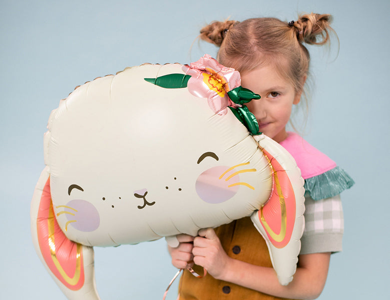 PartyDeco Folienballon – Hase – 65 × 55 cm – Folie, mehrfarbig