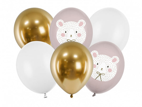 PartyDeco Luftballons Eisbär – Weiss – Ø 30 cm – Latex – 6 Stk