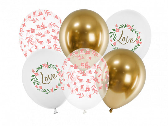 PartyDeco Luftballons Love – Weiss – Ø 30 cm – Latex – 6 Stk