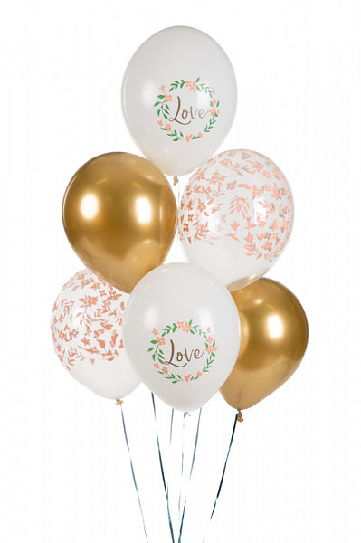 PartyDeco Luftballons Love – Weiss – Ø 30 cm – Latex – 6 Stk