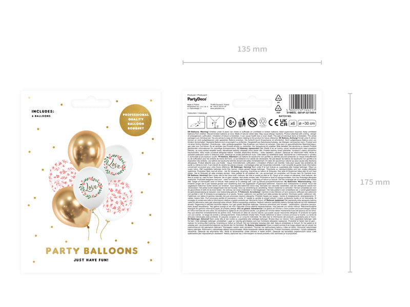 PartyDeco Luftballons Love – Weiss – Ø 30 cm – Latex – 6 Stk