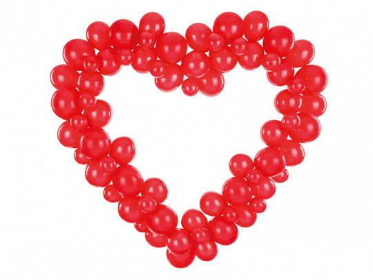 PartyDeco Luftballon aus Naturkautschuk, Rot, Herzmotiv, 1660 × 1600 mm, 68 Stück