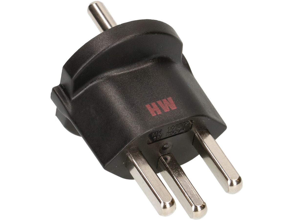 Max Hauri AG Max Hauri Adapterkabel, T23 zu Schuko (Typ F), 16 A 230 V, 3-polig (geerdet), 45×45×60 mm – schwarz