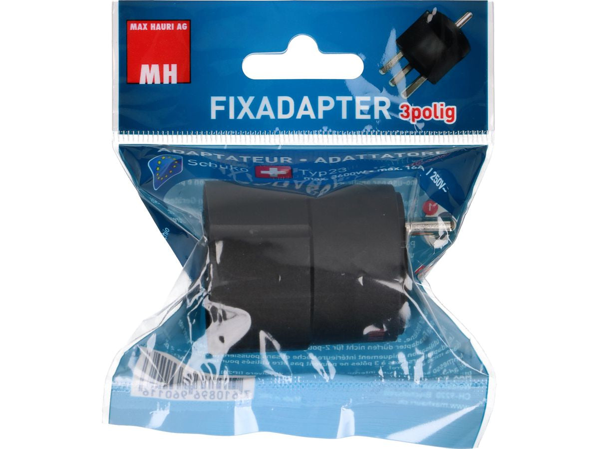 Max Hauri AG Max Hauri Adapterkabel, T23 zu Schuko (Typ F), 16 A 230 V, 3-polig (geerdet), 45×45×60 mm – schwarz