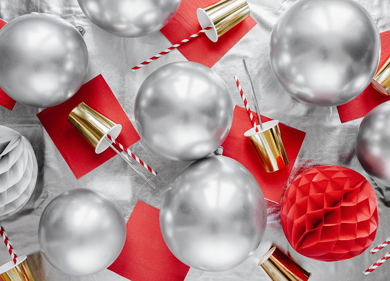 PartyDeco Luftballons – Silber – Ø 30 cm – Latex – 10 Stk