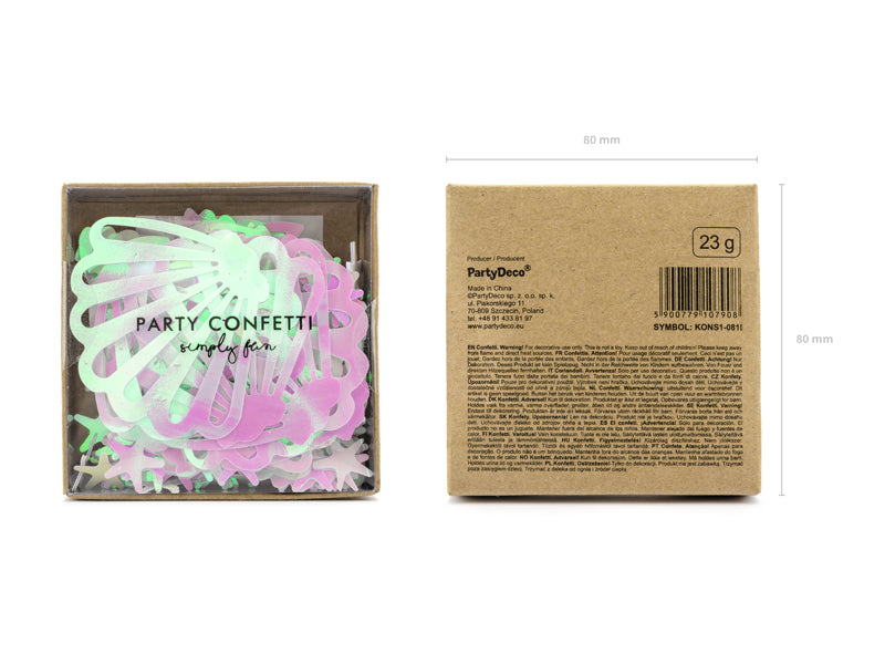 PartyDeco Konfetti Muschel – Rosa/Opal – 1,5–4 cm, 23 g – PVC – 1 Stk