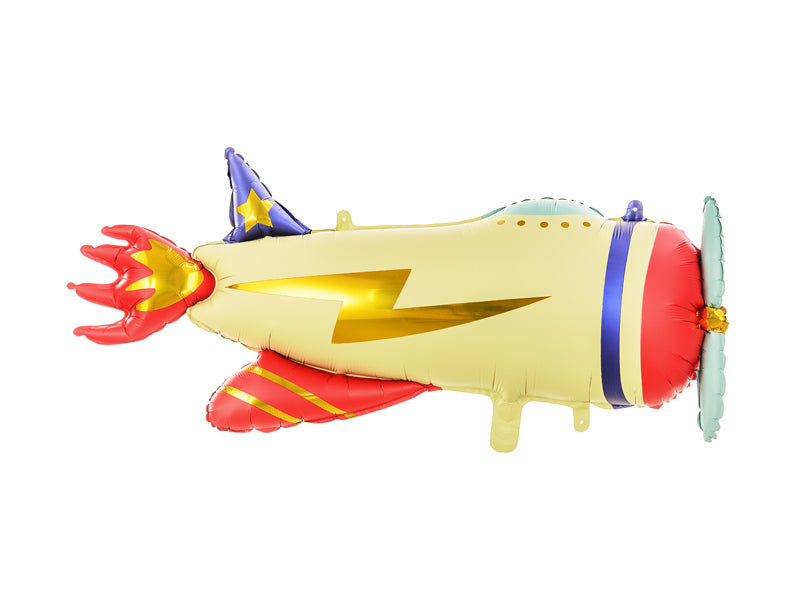 PartyDeco Folienballon Flugzeug – Mehrfarbig – 91 × 39 cm – 1 Stk
