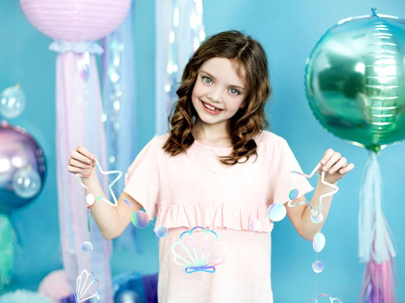 PartyDeco Girlande Meerjungfrau – Blau – 1,65 m – Papier – 1 Stk