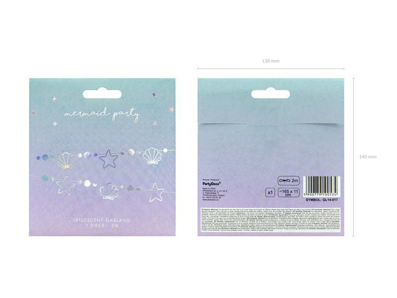 PartyDeco Girlande Meerjungfrau – Blau – 1,65 m – Papier – 1 Stk