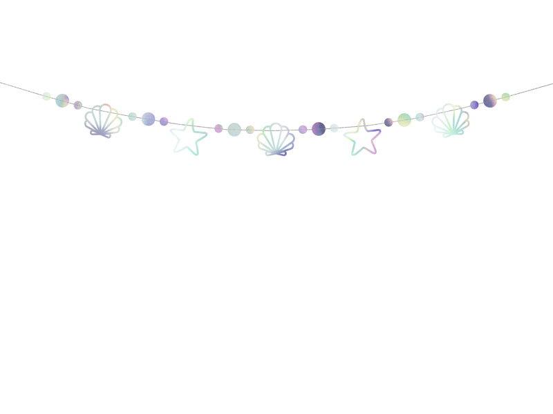 PartyDeco Girlande Meerjungfrau – Blau – 1,65 m – Papier – 1 Stk