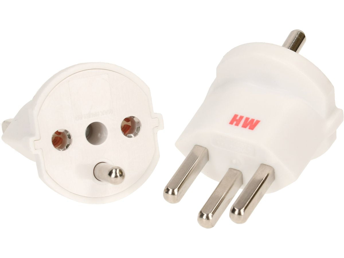 Max Hauri AG Max Hauri Fixadapter T23 zu Schuko – 230 V, 16 A, 3-polig – Weiss