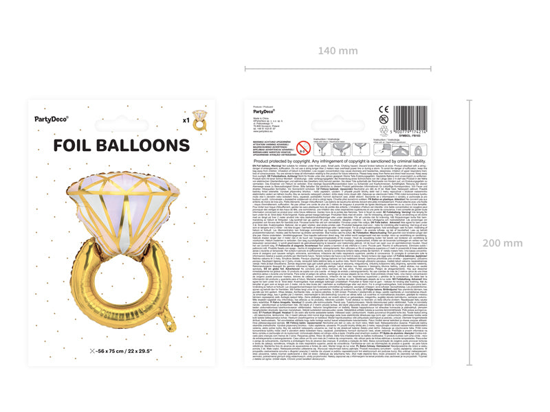 PartyDeco Folienballon Ring – mehrfarbig – 60 × 95 cm – 1 Stk