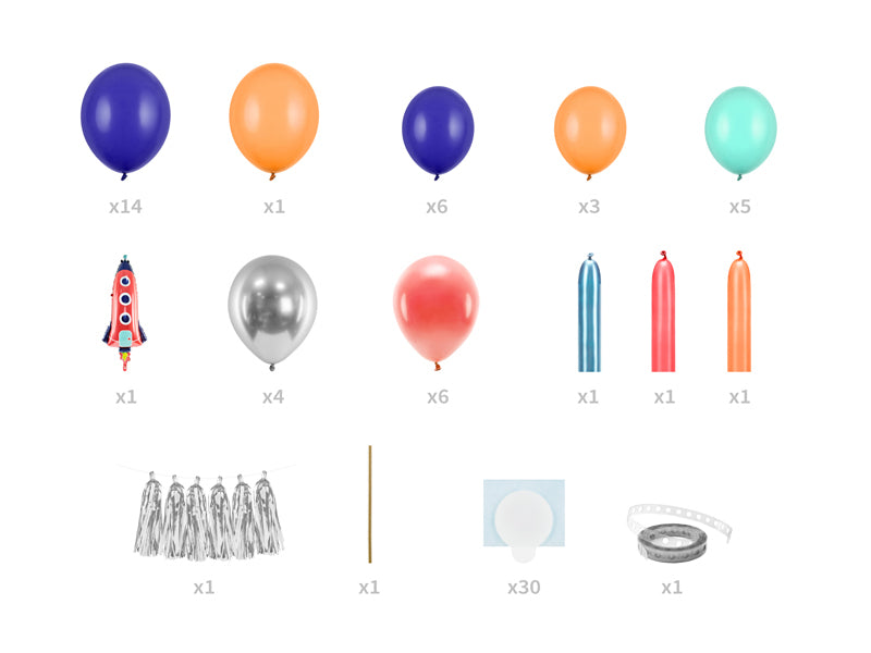 PartyDeco Ballon-Girlande Rakete – 1,54 m – ab 8 J. – mehrfarbig