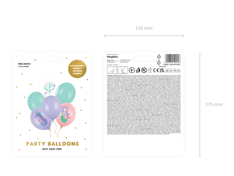 PartyDeco Luftballons Meerestiere – Grün – Ø 30 cm – Latex – 6 Stk
