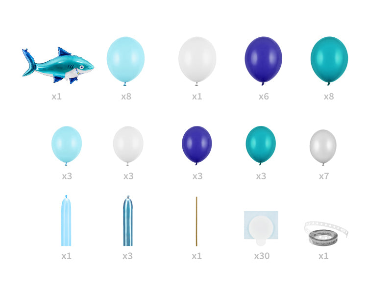 PartyDeco Hai Luftballons – Blau – 150 × 95 cm – Latex – 1 Stück