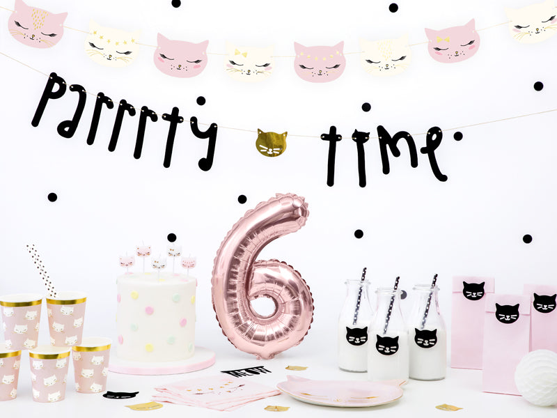 PartyDeco Becher, Papier – 2,0 dl, pink mit Kätzchen – 6 Stk.