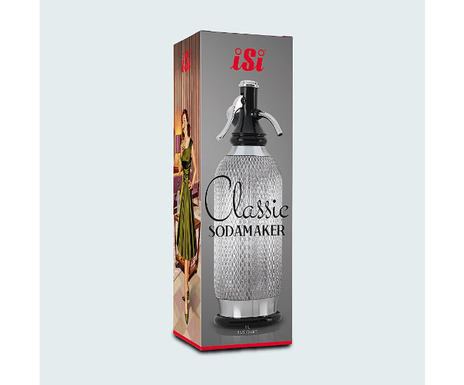 iSi Wassersprudler – inkl. 1 Flasche (PET), für iSi CO₂-Sodakapsel, Silber, 1060