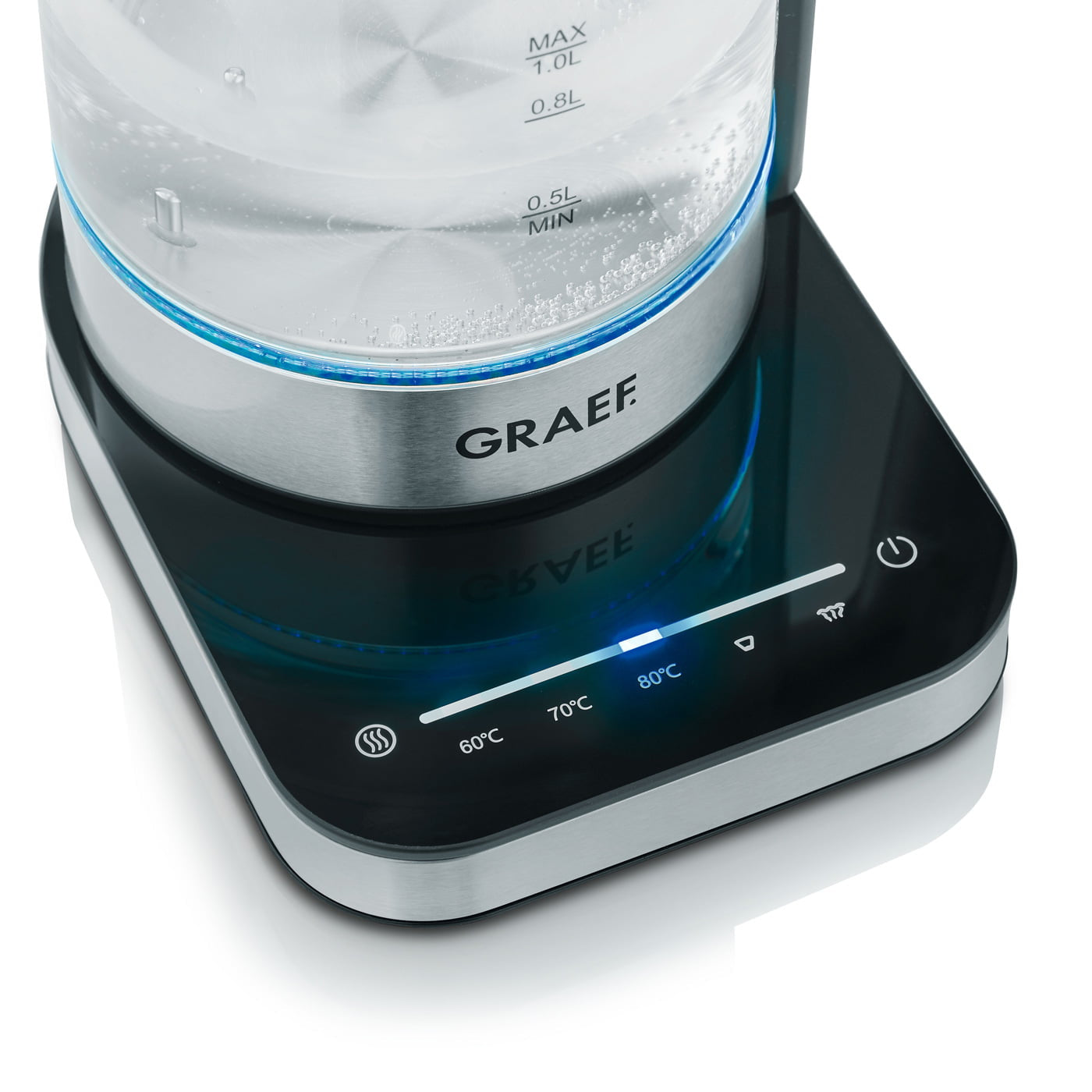Graef Wasserkocher – 1 l, Warmhaltefunktion, Glas, WK350
