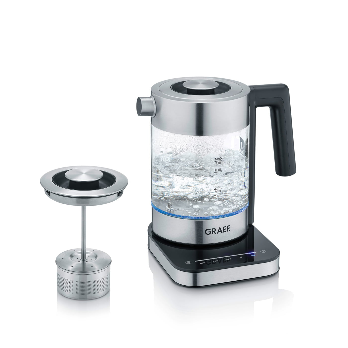 Graef Wasserkocher – 1 l, Warmhaltefunktion, Glas, WK350