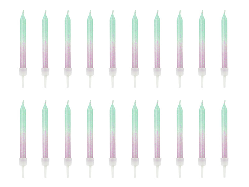 PartyDeco Geburtstagskerzen Meerjungfrau – Mint – 6 cm – 20 Stk